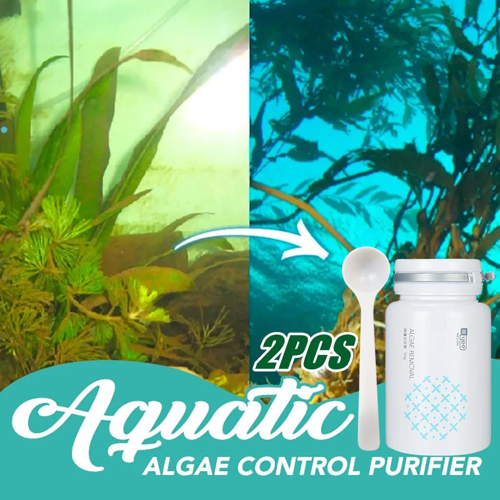 

2Pcs Fish tank moss remover Aquarium Algaecide Aquatic Control Algae Detergent Purification Water With Spoon #W