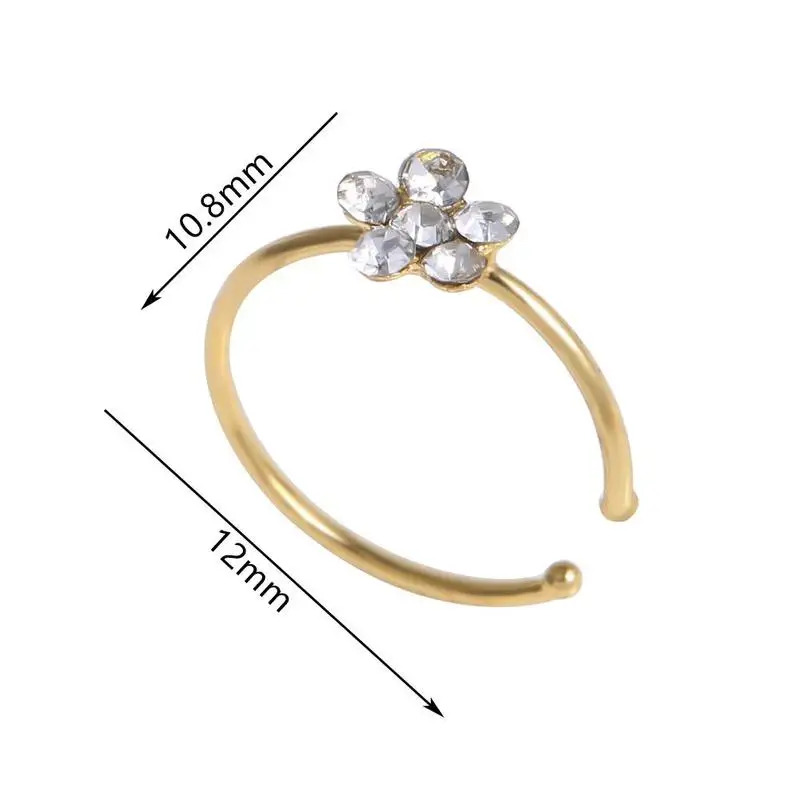 1 шт. маленькие тонкие Стразы в виде цветка кольцо для носа золотистые