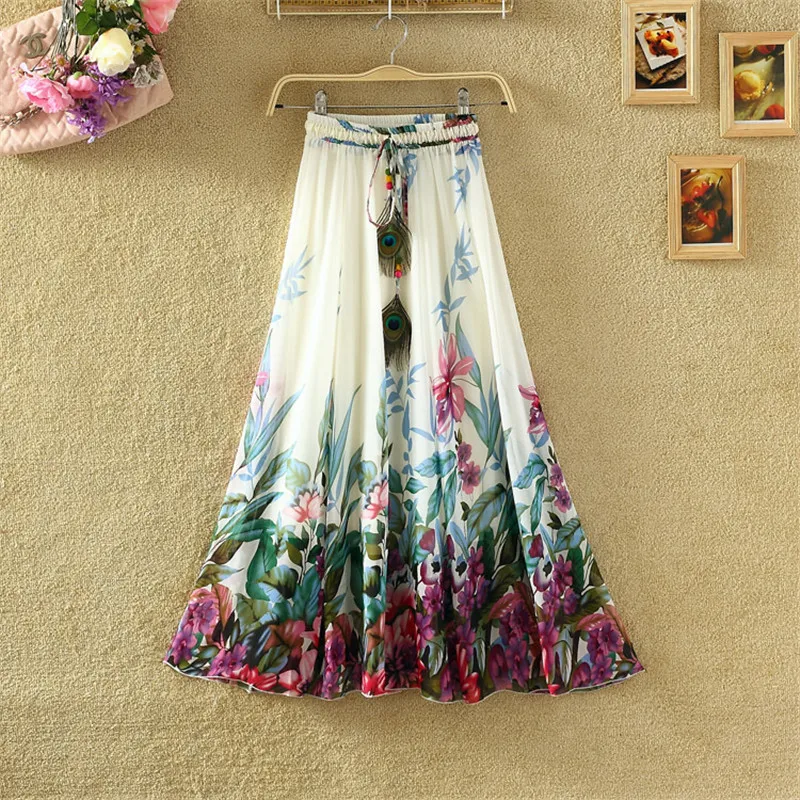 Летние шифоновые винтажные макси юбки для женщин Boho Saia Vestidos фатиновые