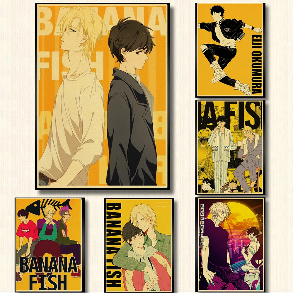 Классический японский аниме Банановая рыба 02 ретро постер для дома/бара