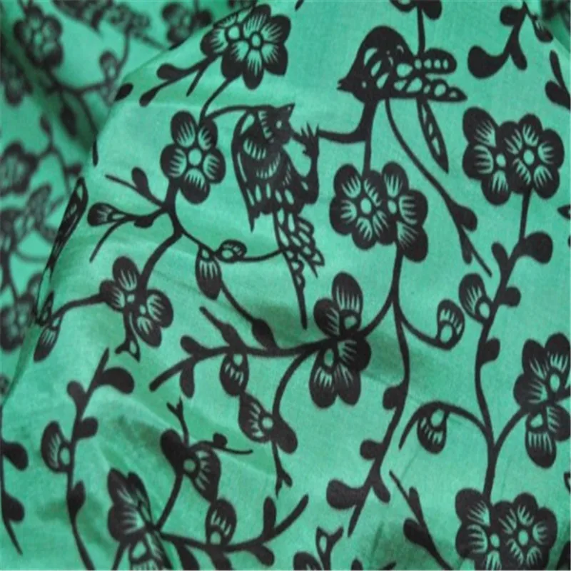 

Изящная шелковая хлопковая ткань с принтом для весны, женская одежда, платье 2022, новейший узор в зеленом цвете