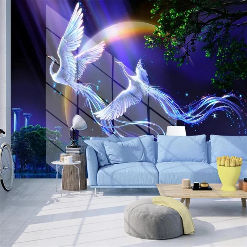 Обои Dintu на заказ красивые обои мечты настроение павлиний журавль фон для