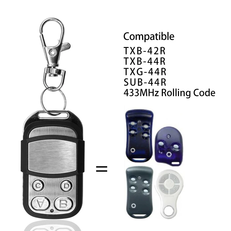 

Remote control garage door rolling door rolling code 433MHz compatible Key model SUB-44/TXB-44 can be used for light switch
