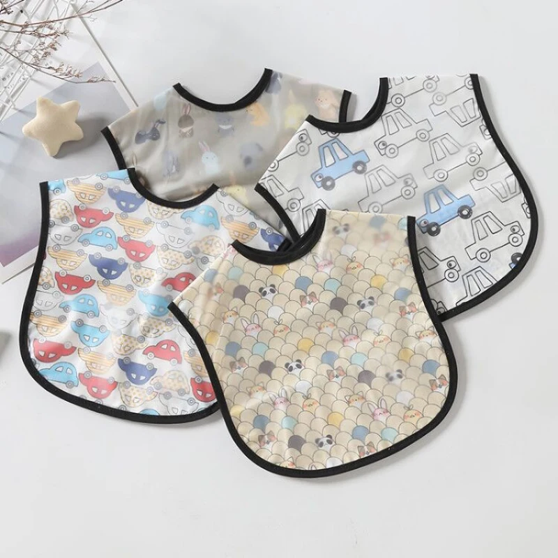 

4Pcs Newborn Baby Bibs Cotton Waterproof Sleeveless Baby Drool Towel Bandana Collar Cartoon Bib For Baby Use 2021