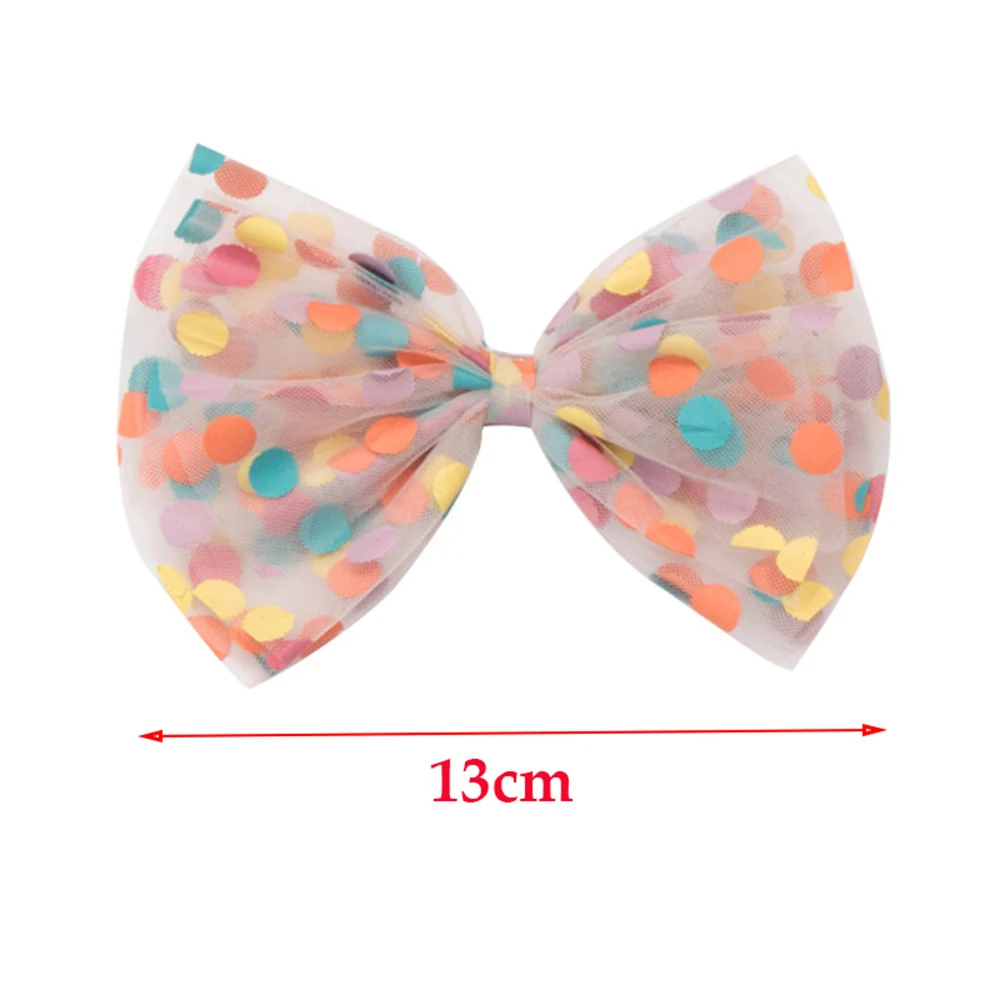 Lazos de hilo de punto de lentejuelas para ni&ntilde;as, horquillas de Organza hechas a mano con Clips, tocado de Boutique para ni&ntilde;os, accesorios para el cabello-5