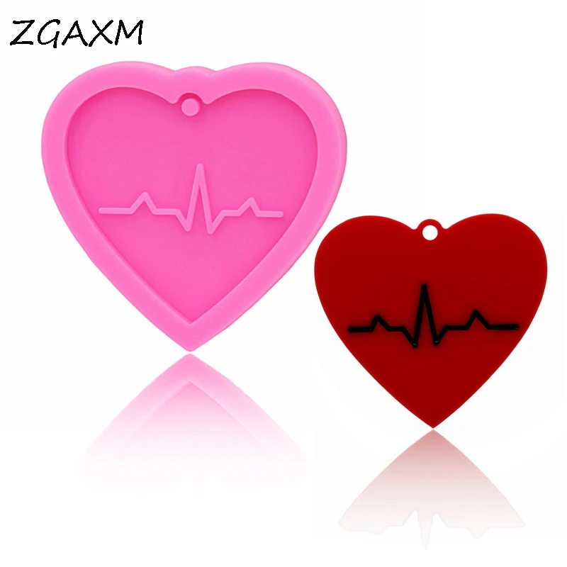 LM1052 блестящие Love heart shaped брелок Подвеска Серьги эпоксидная смола силиконовые
