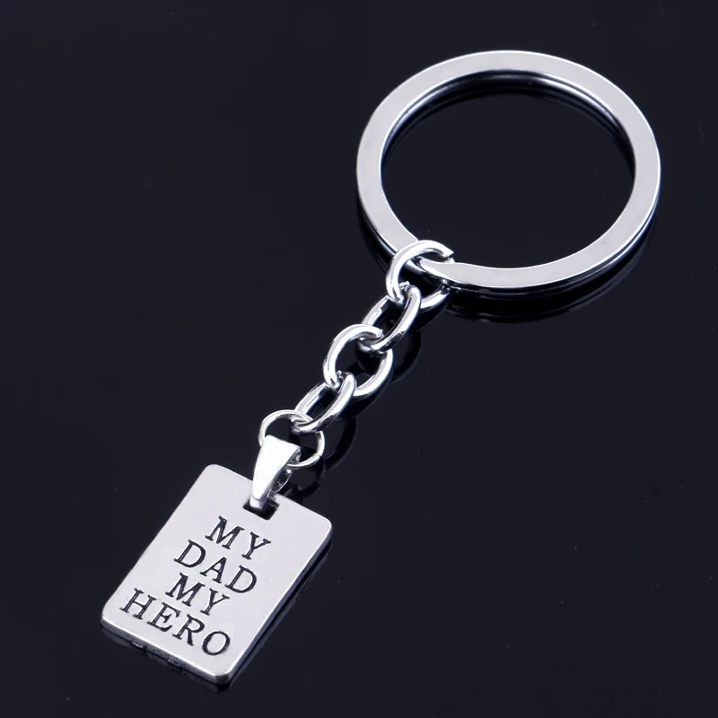 

12PC My Dad My Hero Keyrings Square Charm Pendant Keychains Family Men Jewelry Dad Daddy Papa Father's Day Gifts Car Bags Keyfob