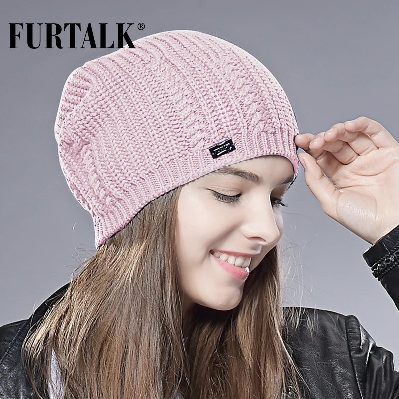 FURTALK зимние шерстяные вязяные шапки женские шапки и шарфы для женщин комплект шапка шарф зима для девочек