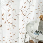 Тюлевые шторы с вышивкой в виде белых листьев, прозрачные Занавески для гостиной, спальни, кухни, современное домашнее украшение, вуаль, занавеска
