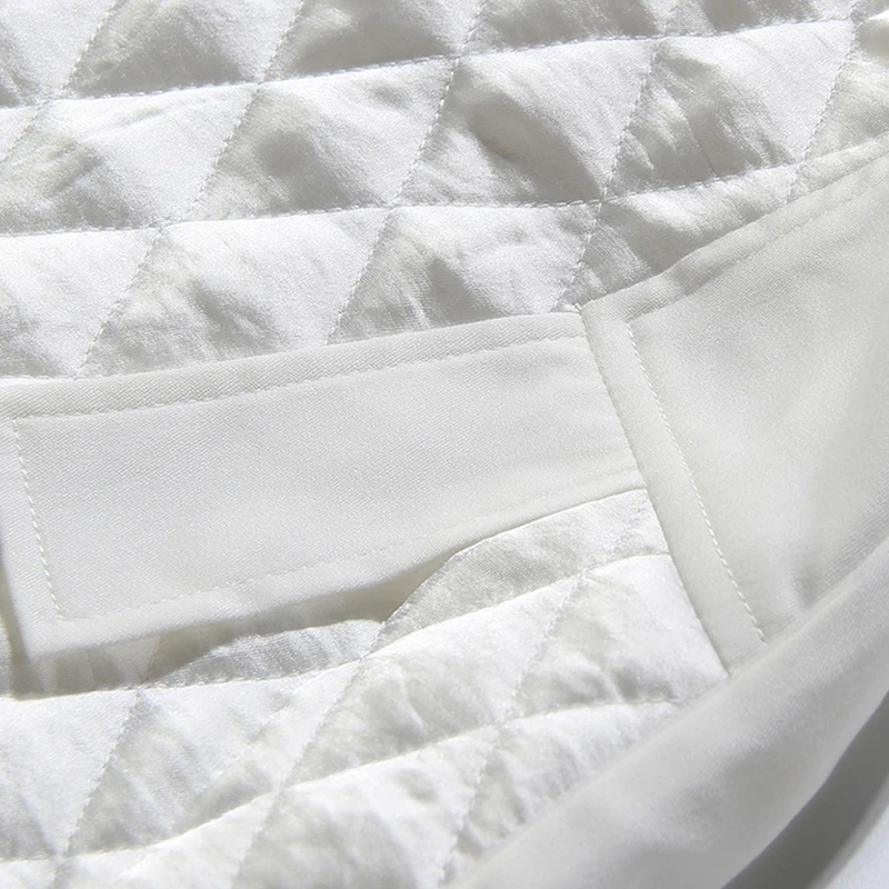 

SeeBeautiful Diamond Lattice Loose Down Cotton Shirt Blouse Lapel Long Sleeve Single Breasted New Spring 2021 Women M279