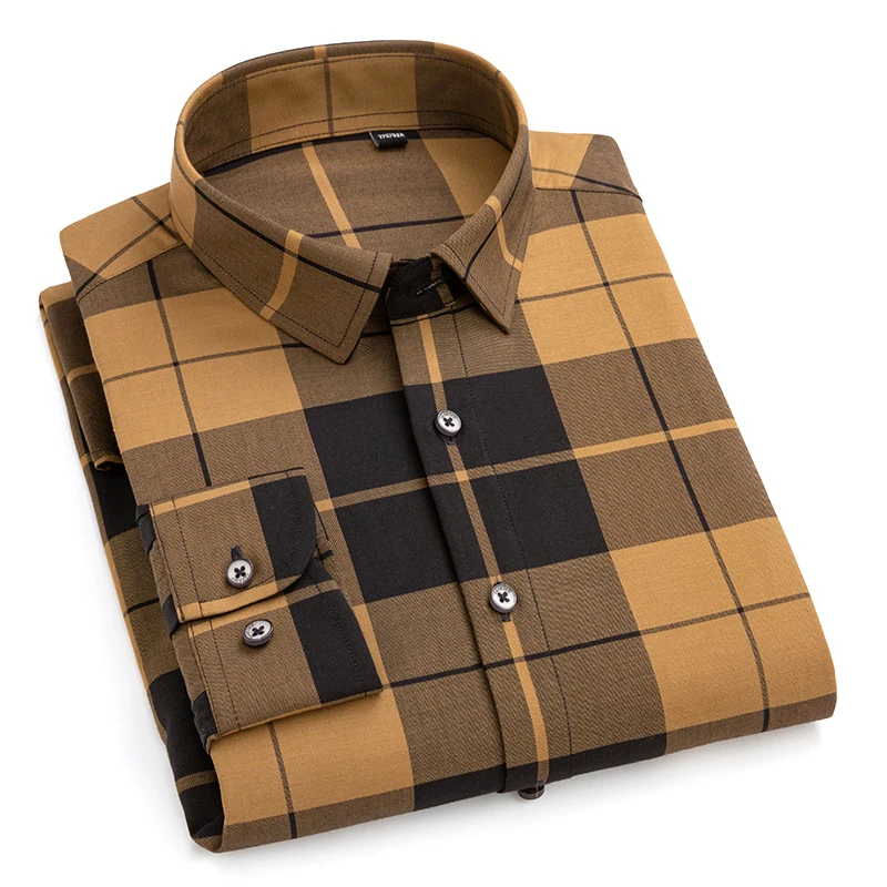 

Men's Cotton Plaid Shirts, Single Breaste Button Down Fashion Casual Long Sleeve Shirts, Classic Menswear, Men's Shirts