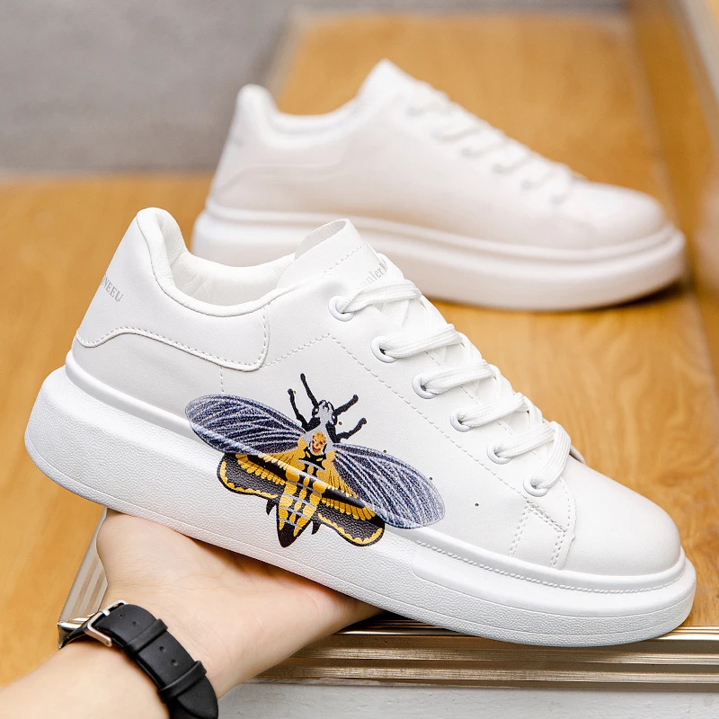 

Classical Skate Shoes for Men White Platform Sneakers Animal Prints Low Top Breathable Sneakers Men Footwear Zapatos Hombre