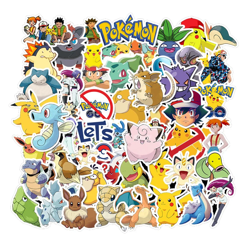 50 Pcs Takara tomy Pokemons Stickers For Luggage Skateboard Phone Laptop Moto Bicycle Wall Guitar Sticker DIY Waterproof |