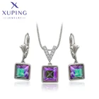 Xuping ювелирные изделия Новое поступление квадратные Кристаллы Набор Ювелирных изделий натриевые цветные серьги женские подарки для девочек 60122