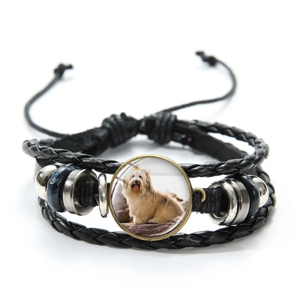 Азиатских весело мопса кожаный браслет в виде милой собачки для домашних