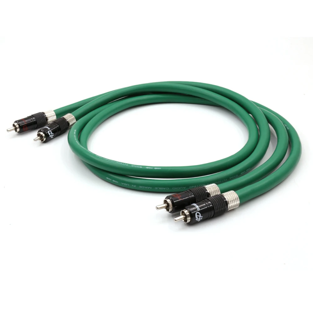 

Pair 2328Green Hifi Silver-Plate Cable High Quality 6N OFC HIFI Rhodium Plated RCA Male to Male Audio Cable