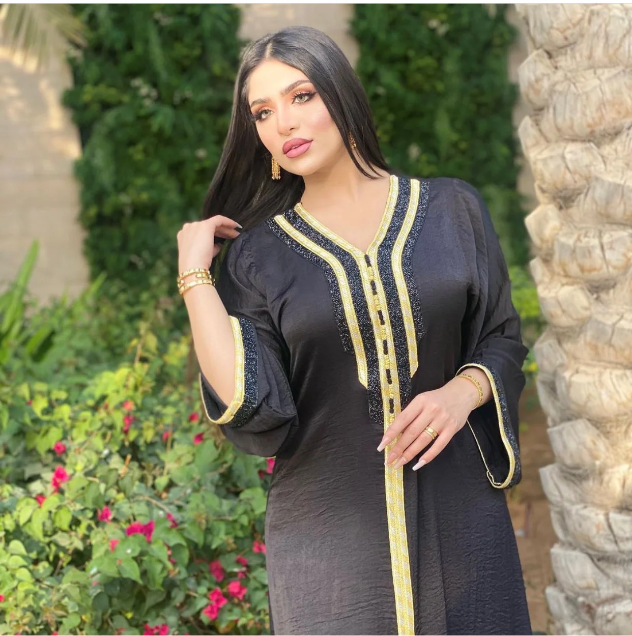 Модное мусульманское платье-хиджаб XITALI Eid 2021 элегантная женская черная лента с