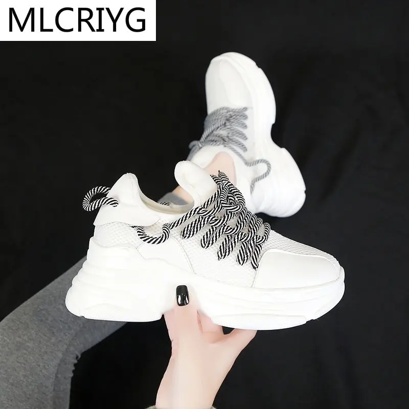 

Spring 2021 New Women's Vulcanized Shoes Comfortable Lace-up Women Casual Shoes Fashion Mesh Breathable Sneakers Tenis Feminino