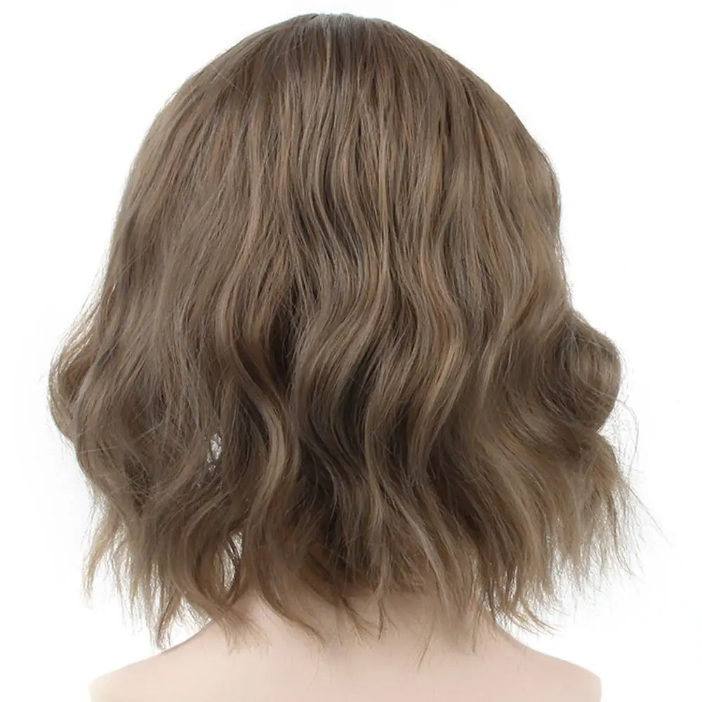 QingHui Pageup Short Natural Wave Synthetic Wig For Black Women Purple Wigs with Bangs Heat Resistant Fiber Hair Wigs - Цвет: QingHui