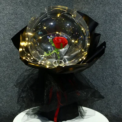 Red rose Подарок на день Святого Валентина, розовая конфета, Рождественский Романтический подарочный набор, HD прозрачный букет, свадебные принадлежности - Цвет: Red rose