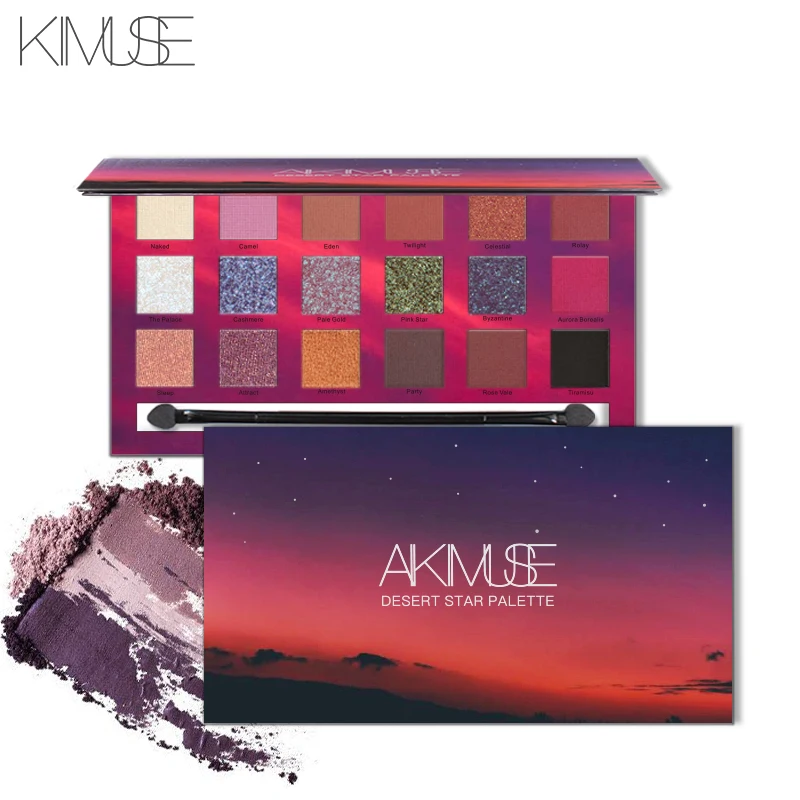 KIMUSE, 18 цветов, пустынная звезда, палитра теней для век, мерцающие, легко носить, блестящий макияж для глаз, стойкие матовые косметические тени для глаз