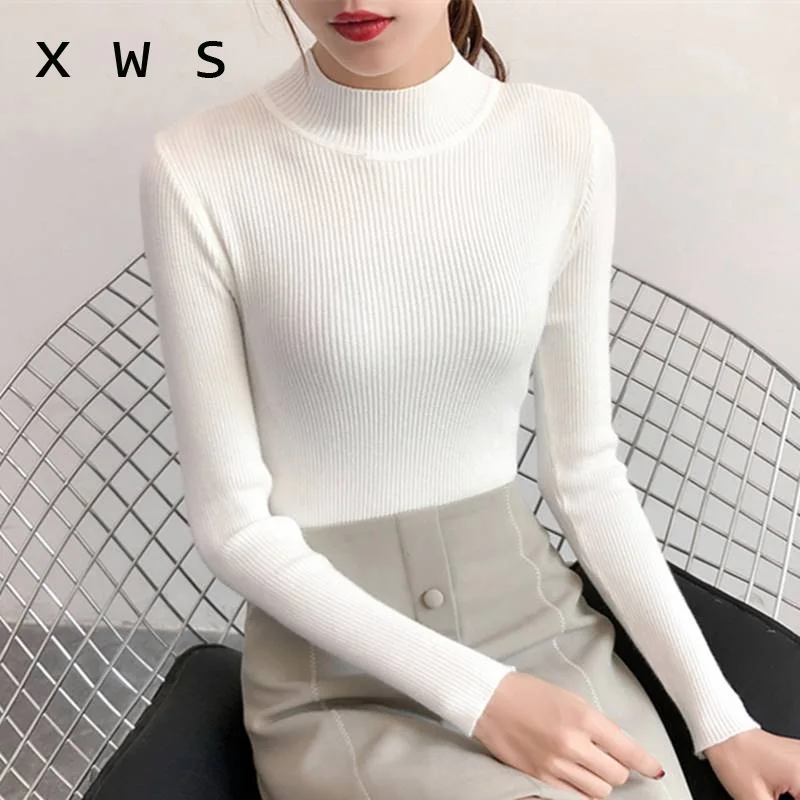 Осенне-зимние пуловеры с высоким воротником свитера Базовая рубашка длинным