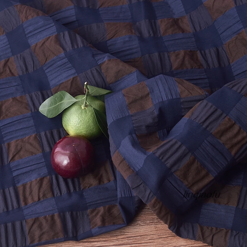 Хлопковая клетчатая синяя коричневая рубашка в стиле ретро халат платье из