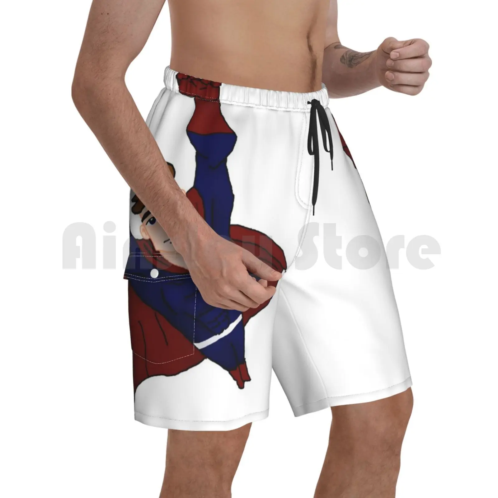 

Beach Shorts Super Dad Cartoon Superhero Dad Flying
