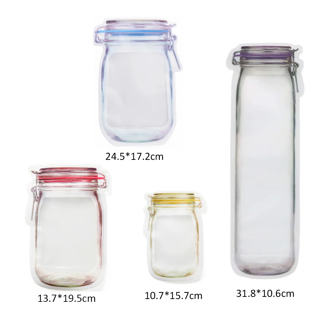 40pcs Reusable Mason Bottle Ziplock Bag Food Storage Bags Sealed Snack Sandwich Cookies Candy Ecological | Дом и сад