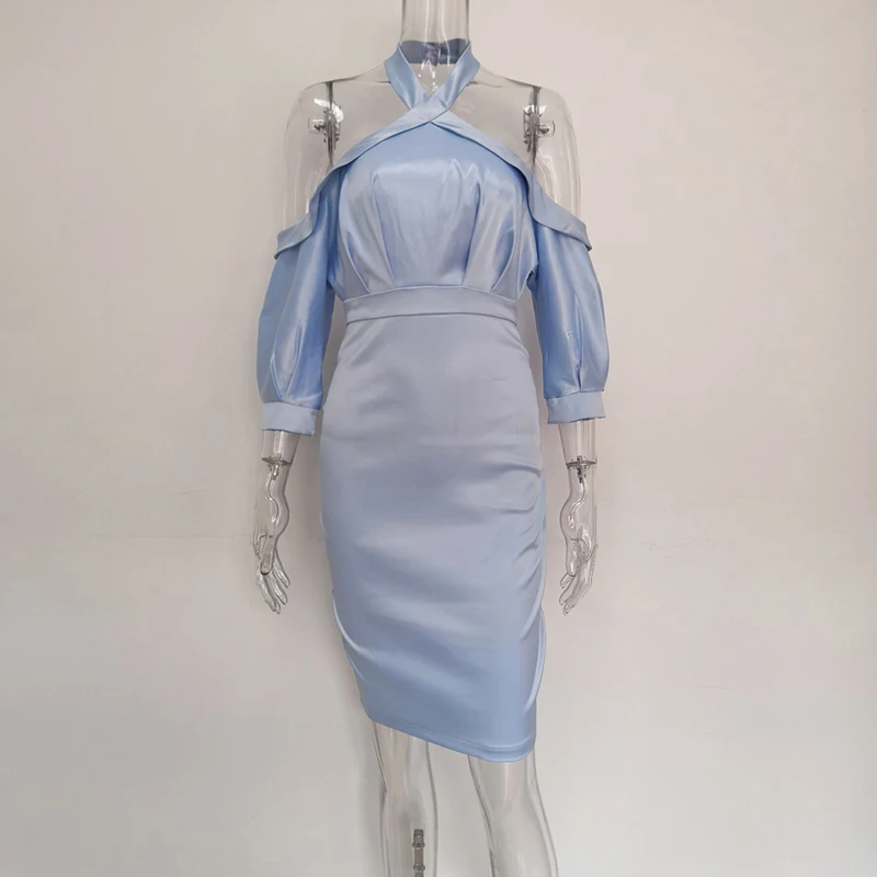 Женское пикантное эластичное платье с лямкой на шее Fyrneh открытой спиной и