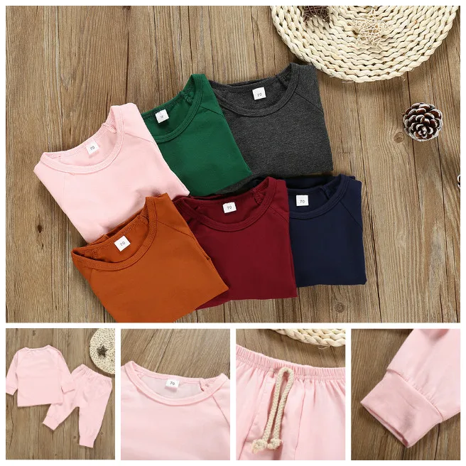 

2019 Spring Autumn Children Clothes Kids Clothing Sets Baby Boys Girls Solid Cotton Toddler Tracksuits Children Sport Two Sets