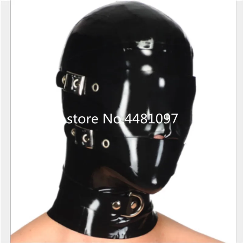 Пикантная латексная маска резиновый полный корпус капюшон с окошком для глаз и