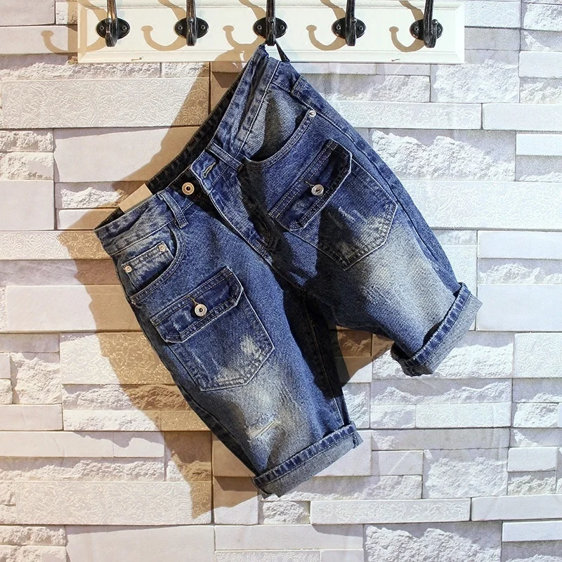 2020 мужские прямые умягчители до колен джинсовые шорты винтажные моющийся ковбой