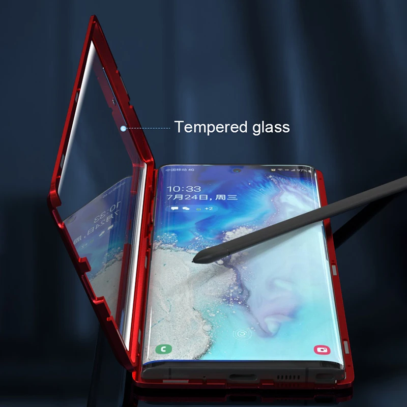 360 магнитный чехол для телефона samsung Galaxy Note 10 Pro, задняя крышка из закаленного стекла для samsung Note 10 Plus Note10 S10e S 10