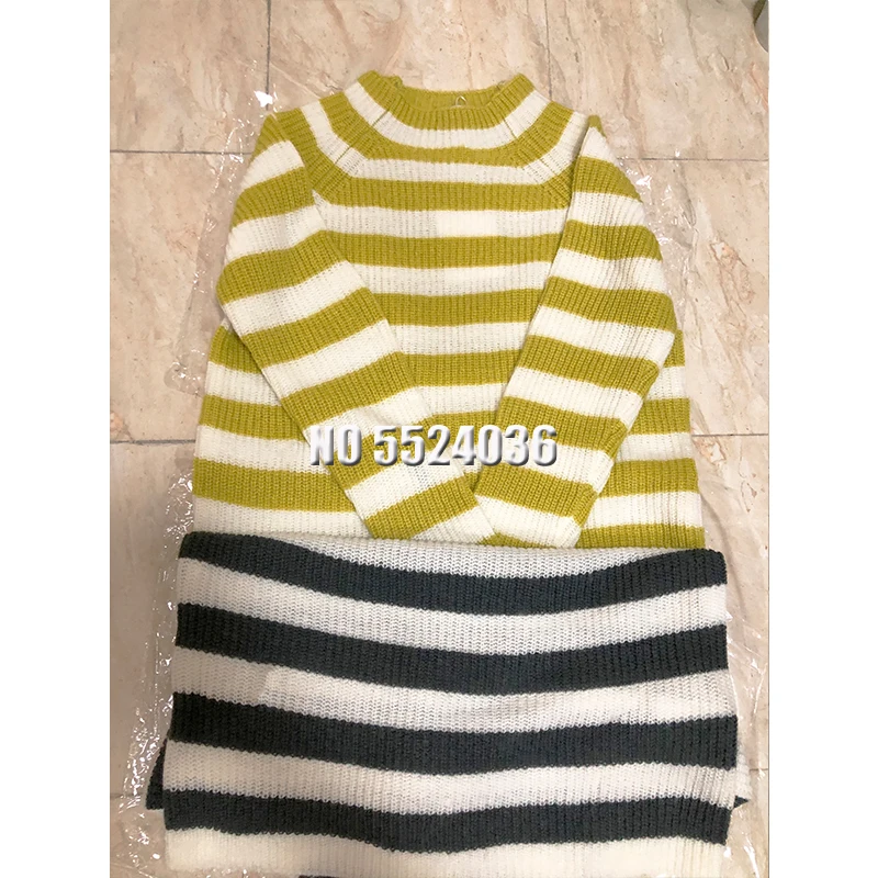 

Fashion New Women Stripe Sweater Half Neck Autumn Winter Loose Long Sleeve Pullover Tops Casual Knitted Embroidery Sweaters