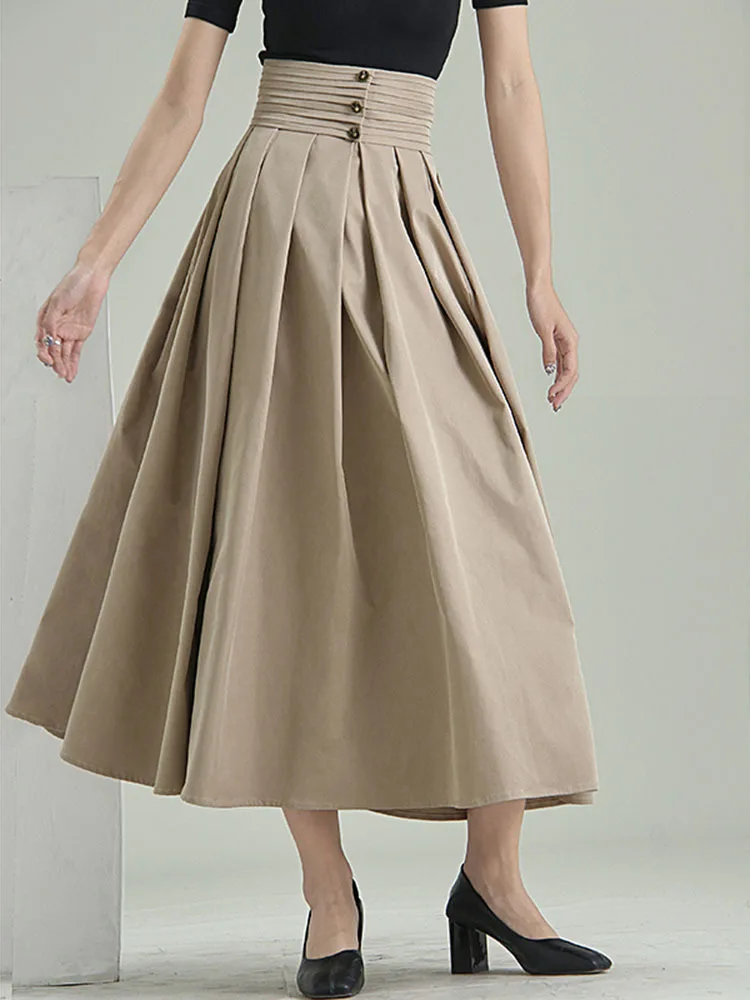 LANMREM Женская юбка абрикосового цвета 2023 ВЕСНА Новинка Высокая талия