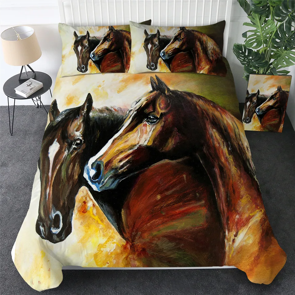 Постельные принадлежности Outlet Horses Постельный набор 3D Dusty Lightning принтованный пододеяльник двойной для взрослых покрывало для кровати фотография постельное белье 3 шт
