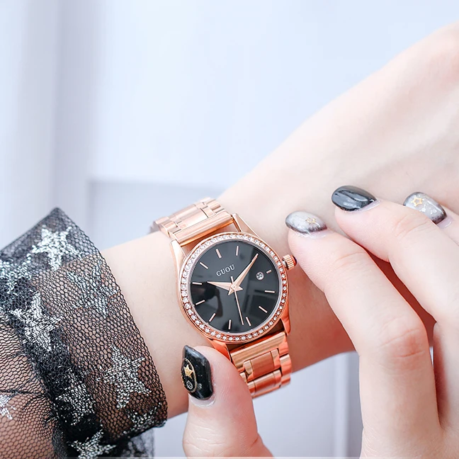 

Роскошные модные повседневные кварцевые часы, женские водонепроницаемые наручные часы из нержавеющей стали, женские часы