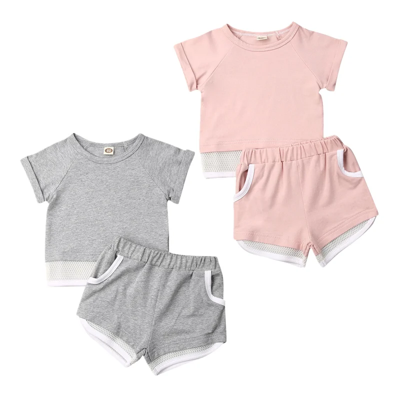 Fashion New Summer Toddler Baby Girls Boys Outfits Tracksuit Clothes Short Sleeve Tops T-Shirt Shorts Pants 2pcs Children Set | Детская