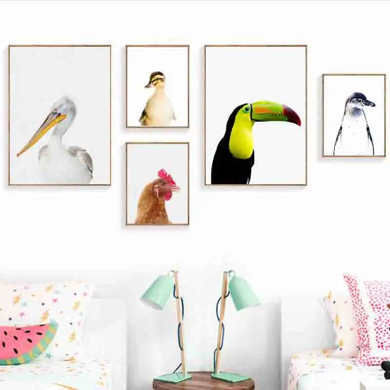 Картина на холсте утенок с принтом пингвина | Дом и сад