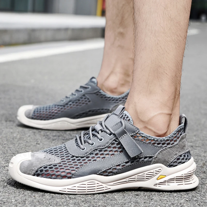 

2021 New Summer Men Sneakers Fashion Mesh Sports Sneakers Outdoor Slip-On Walking Shoes Lightweight Soft Casual Shoes Big Size