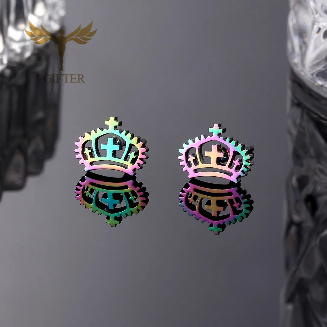 Retro Luxury Gold Crown Earrings Hollow Cross Design Earring for Women Ear Studs Christmas Gift | Украшения и аксессуары