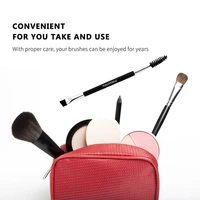 portable size women facial makeup cosmetic eyebrow brush tool happymakeup double head wooden handle eyebrow brush comb
