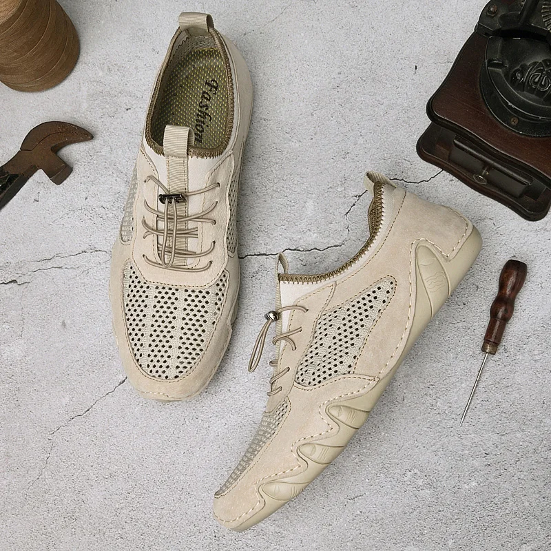 

2022 Sapling Summer Loafers Fashion Men's Casual Shoes Breathable Genuine Leather Classics Men Driving Shoes Retro Loafers Man