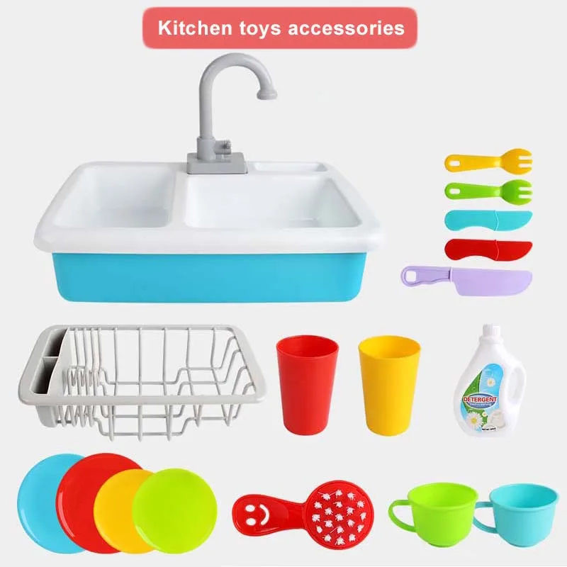 Игрушечный Электрический кухонный набор для девочек детская мойка