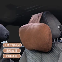 1 pcs car headrest ultra soft suede pillow seat rest cushion headrest car neck pillow for bmw tesla mercedes audi toyota chevron