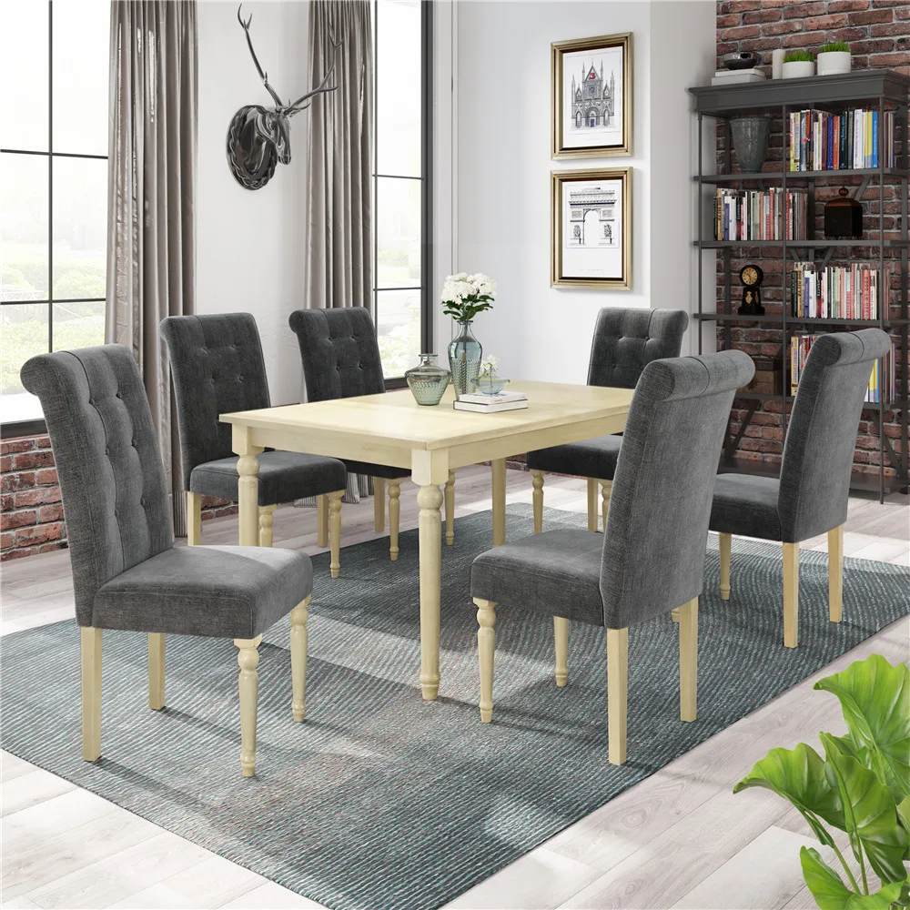 

Dining Table Set With 6 Chairs Upholstered Dining Chairs Living Room Furniture Drop Shipping Fast Shipping