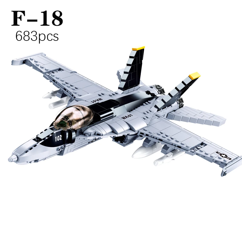 

Kid's Toys Building Blocks Military Fighter F-18 Aircraft Assembly Model Bricks Set Children's Toys Birthday Gifts