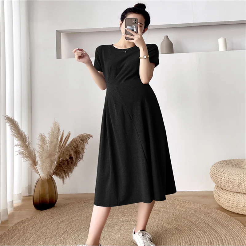 

Pregnant Women Clothing 2021 New Fashion Maternity Dresses Pregnant Women Solid Black Dresses 30