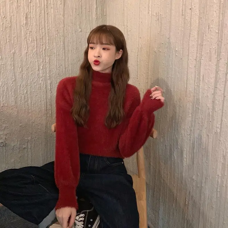 

Woman Sweaters Women's Turtleneck Sweater Long Sleeve Top Fall/Winter Slim Black Inner Skinny Knitted Fashion sweater